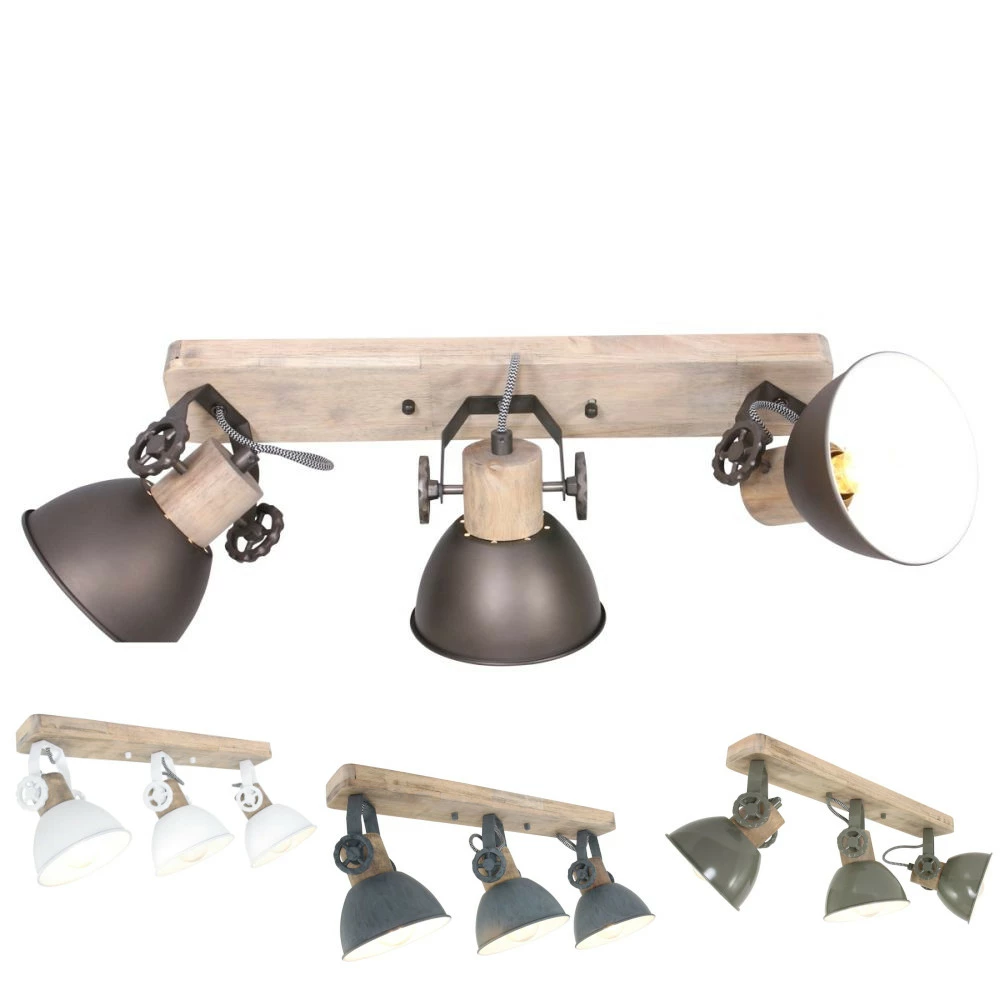 Steinhauer Industrielle Deckenleuchte mit ausrichtbarem Strahlern, 3-flammige Spotschiene, in 4 Farben, E27 1 Steinhauer Industrielle Deckenleuchte mit ausrichtbarem Strahlern, 3-flammige Spotschiene, in 4 Farben, E27