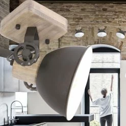 Steinhauer industrieller Wand- oder Deckenstrahler aus Holz, dreh- und kippbar, verstellbar über Einstellräder, verschiedene Farben, E27 -Wandleuchten Verkaufsladen industrieller wandoder deckenstrahler aus 7968A 2 new steinhauer 7968a