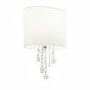 Searchlight Klassische Wandleuchte aus Chrom mit weißem Stoffschirmen und Kristallketten