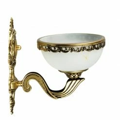 Jens Stolte Klassische Wandleuchte aus Metall in Messing antik und Glas mit Marmoreffekt