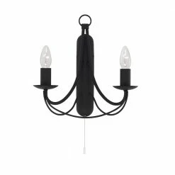 Searchlight Klassische Wandleuchte Maypole in matt Schwarz 2-flammig