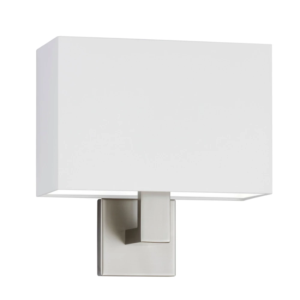 Knapstein eckige Wandleuchte Nickel mit weißem Textilschirm für Schlafzimmer 1 Knapstein eckige Wandleuchte Nickel mit weißem Textilschirm für Schlafzimmer