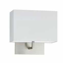 Knapstein Wandleuchte Hotel mit Textilschirm in Weiß, nickel-matt