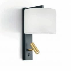 Knapstein Wandleuchte mit Stoffschirm + extra Leselampe, Spot Strahler Bicolor