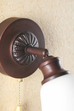 LHG Lights Landhaus Wandleuchte dunkelbraun mit weißem Glas, 1-flammig, Zugschalter -Wandleuchten Verkaufsladen landhaus wandleuchte dunkelbraun mit 936942 lhg c70821