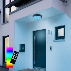 Paul Neuhaus LED Außendeckenleuchte, Smart Home, Fernbedienung, weiß o. anthrazit