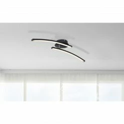 GLOBO LED Deckenleuchte mit CCT-Lichtfarbsteuerung matt länglich 2 Stäbe gebogen beweglich CCT über Wandschalter Deckenlampe schwarz und -Wandleuchten Verkaufsladen led deckenleuchte mit cctlichtfarbsteuerung 67129 12am1280x1280 globo 6712912