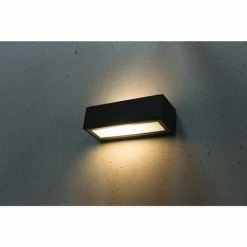 Heitronic LED Up & Downlight Außenwandleuchte IP54 Aluminium, Glas anthrazit / schwarz, eckig