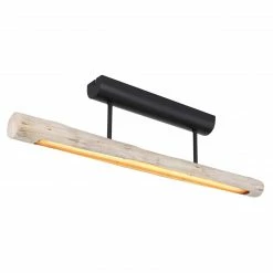 GLOBO LED Wandleuchte aus Holz matt Balken gerade 3 Lichtstufen über Wandschalter Wandlampe schwarz und natur