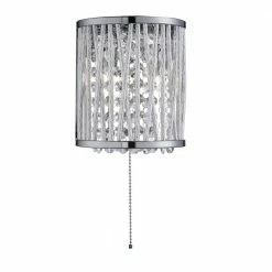 Searchlight LED Wandleuchte Elise aus Chrom und Kristallbehang