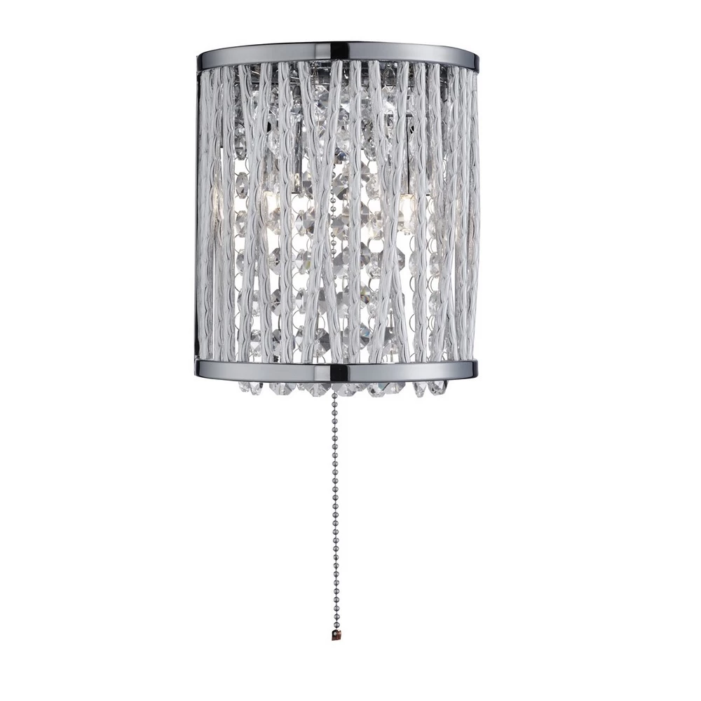 Searchlight LED Wandleuchte Elise aus Chrom und Kristallbehang 1 Searchlight LED Wandleuchte Elise aus Chrom und Kristallbehang