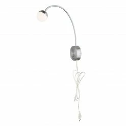 GLOBO LED Wandleuchte matt Flexo transparentes Kabel 16 m Wandlampe chrom mit Schalter