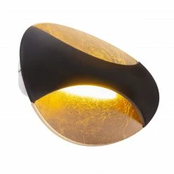 GLOBO LED Wandleuchte oval Wandlampe schwarz und blattgold