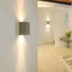 LHG Lights LED Wandleuchte, Beton, Up and down, eckig, 15 cm hoch, LED warmweiß -Wandleuchten Verkaufsladen led wandleuchtebetonand downeckighochled warmwei 12918101 lhg 129318