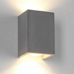 LHG Lights LED Wandleuchte, Beton, Up and down, eckig, 15 cm hoch, LED warmweiß