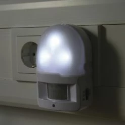 Heitronic LED-Nachtlicht mit 90° Bewegungsmelder und Dauerlicht in Weiß 1W 4500°K neutralweiß