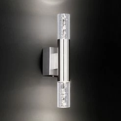 Fischer & Honsel LED-Wandleuchte Badezimmer, Blasenglas Acyrlglas Blasen, Metall Nickel-matt, modern, warmweiß