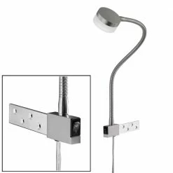 Fischer & Honsel LED-Wandleuchte, Bettleuchte Leselampe, Klemmleuchte mit Kippschalter, Nickel silber, beweglich, inkl. 5W LED