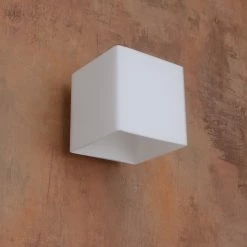 LHG Lights Leuchtwürfel Up & Down Wandleuchte aus Glas weiß, quadratisch 10x10cm , würfelförmig, inkl GU9 LED warmweiß -Wandleuchten Verkaufsladen leuchtwrfel down wandleuchte 1313112 lhg 131311