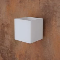 LHG Lights Leuchtwürfel Up & Down Wandleuchte aus Glas weiß, quadratisch 10x10cm , würfelförmig, inkl GU9 LED warmweiß -Wandleuchten Verkaufsladen leuchtwrfel down wandleuchte 1313115 lhg 131311
