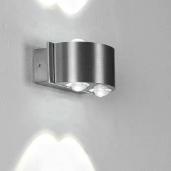 LHG Lights LHG LED Up & Down Wandleuchte aus Aluminium halbrund mit 4 Linsen für besonderen Lichteffekt IP44 für Innen und Außen -Wandleuchten Verkaufsladen lhg led down 818252 lhg kh2294x1w4000k