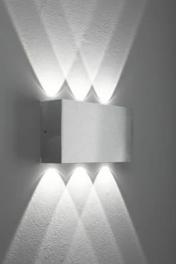LHG Lights LHG LED Wandleuchte Strom, Innen & Außen, Up & Downlight, eckig, Aluminium gebürstet, 6-flammig, 4000 Kelvin Lightstream