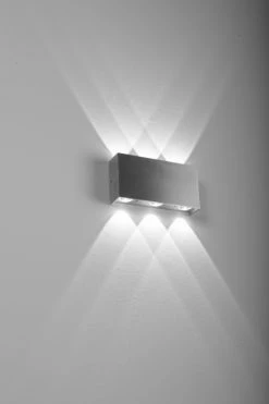 LHG Lights LHG LED Wandleuchte Strom, Innen & Außen, Up & Downlight, eckig, Aluminium gebürstet, 6-flammig, 4000 Kelvin Lightstream -Wandleuchten Verkaufsladen lhg led wandleuchte strominnenauen 818244 lhg kh2296x1w