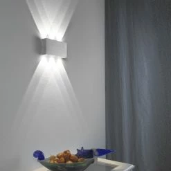 LHG Lights LHG LED Wandleuchte Strom, Innen & Außen, Up & Downlight, eckig, Aluminium gebürstet, 6-flammig, 4000 Kelvin Lightstream -Wandleuchten Verkaufsladen lhg led wandleuchte strominnenauen 81824gal lhg kh2296x1w