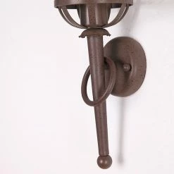 LHG Lights LHG Nostalgische Fackelleuchte Dungeon mit Gitterschutz, rustikale Wandleuchte, Metall braun rostfarben, Wandlampe antik H:38cm Ø 15cm, E27 Wandfackel -Wandleuchten Verkaufsladen lhg nostalgische fackelleuchte dungeon 23038005 lhg mb1003s