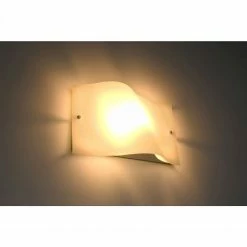 Sollux moderne E27 Wandleuchte aus Glas puristisch mit einer Welle Wandlampe weiß 30 x 20 x 7,5 cm