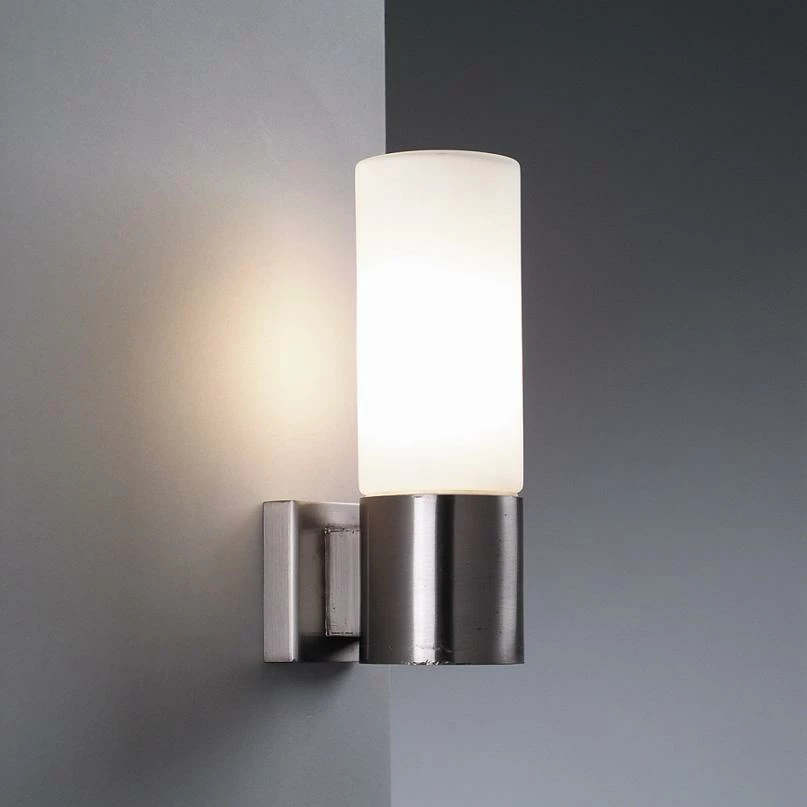 Nordlux Moderne Wandleuchte mit Opalglas in Stahl gebürstet E14 1 Nordlux Moderne Wandleuchte mit Opalglas in Stahl gebürstet E14