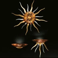 Hans Kögl prächtige Deckenleuchte in Sonnenform Ø 70cm mit Schlagmetallveredelung und Blattgold- und Blattsilber-Strahlen -Wandleuchten Verkaufsladen prchtige deckenleuchte sonnenform 783032 hanskgl 28313