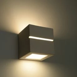 Sollux quadratische Keramik Wandleuchte Up & Down weiß E27