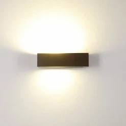 Cleoni Rechteckige Furnierholz Wandleuchte Wenige mit Milchglas Scheiben, Up and Downlight -Wandleuchten Verkaufsladen rechteckige furnierholz wandleuchte wenige 470094 cleoni 8814a1204