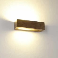 Cleoni Rechteckige Nussbaum-Furnierholz Wandleuchte mit Milchglas Scheiben, Up and Downlight -Wandleuchten Verkaufsladen rechteckige nussbaumfurnierholz wandleuchte mit 1276063 cleoni 8814a1209