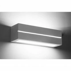 Sollux rechteckige Up- and Downlight E27 Wandleuchte aus Glas und Keramik mit waagerechtem Ausschnitt Wandlampe weiß