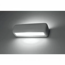 Sollux rechteckige Up- and Downlight E27 Wandleuchte aus Glas und Keramik Wandlampe weiß 33 x 10 cm