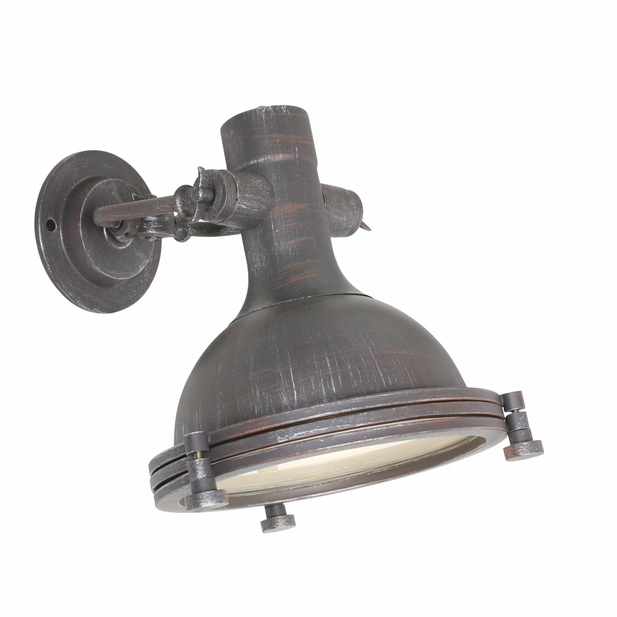 Steinhauer Robuste Wandleuchte im Industrie-Stil, verstellbarer Schirm, braun, mit Schnurschalter, E27 1 Steinhauer Robuste Wandleuchte im Industrie-Stil, verstellbarer Schirm, braun, mit Schnurschalter, E27