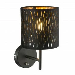 GLOBO runde E14 Wandleuchte aus Samt aufwärts Wandlampe schwarz mit Schalter