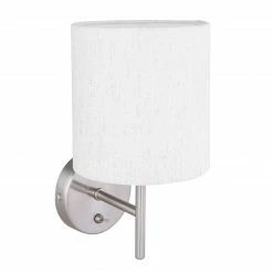 GLOBO runde E14 Wandleuchte aus Stoff matt Wandschild Leinen-Schirm aufwärts Wandlampe sandfarben mit Schalter -Wandleuchten Verkaufsladen runde e14 wandleuchte aus 15447Wb1280x1280 globo 15447w