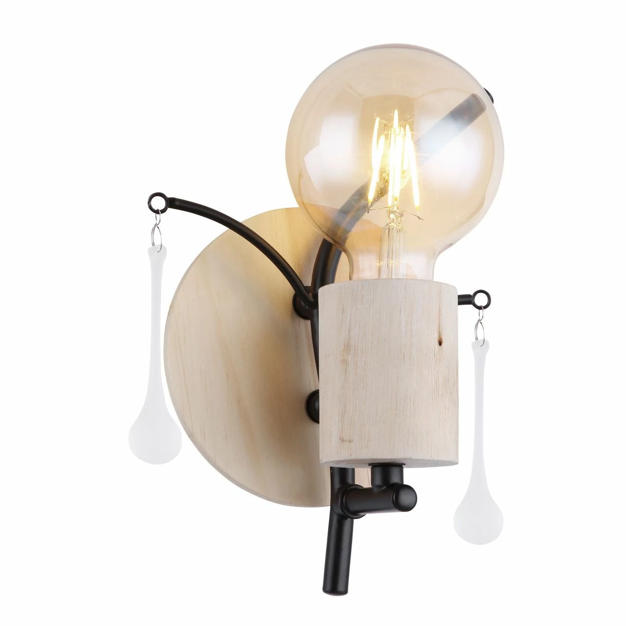 GLOBO runde E27 Wandleuchte aus Holz und Glas stäbe matt Wandschild 3 Arme aufwärts Wandlampe schwarz natur 1 GLOBO runde E27 Wandleuchte aus Holz und Glas stäbe matt Wandschild 3 Arme aufwärts Wandlampe schwarz natur