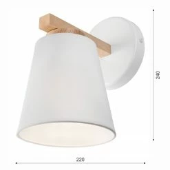 LHG Lights Skandinavische Wandleuchte mit Stoffschirm hängend in weiß oder grau -Wandleuchten Verkaufsladen runde holz wandleuchte mit 377834 L lhg 37783