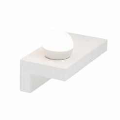 GLOBO runde LED Wandleuchte aus Gips und Acryl länglich mit aufgesetzter Kugel Wandlampe weiß