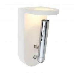 GLOBO runde LED Wandleuchte aus Gips und Glas halb leuchtet aufwärts inkl. 4 tauschbare Gläser in rot grün blau klar Wandlampe weiß Chrom mit Schalter