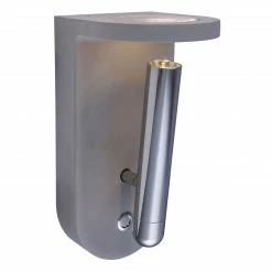 GLOBO runde LED Wandleuchte aus Beton und Glas halb leuchtet aufwärts inkl. 4 tauschbare Gläser in rot grün blau klar Wandlampe grau Chrom mit Schalter