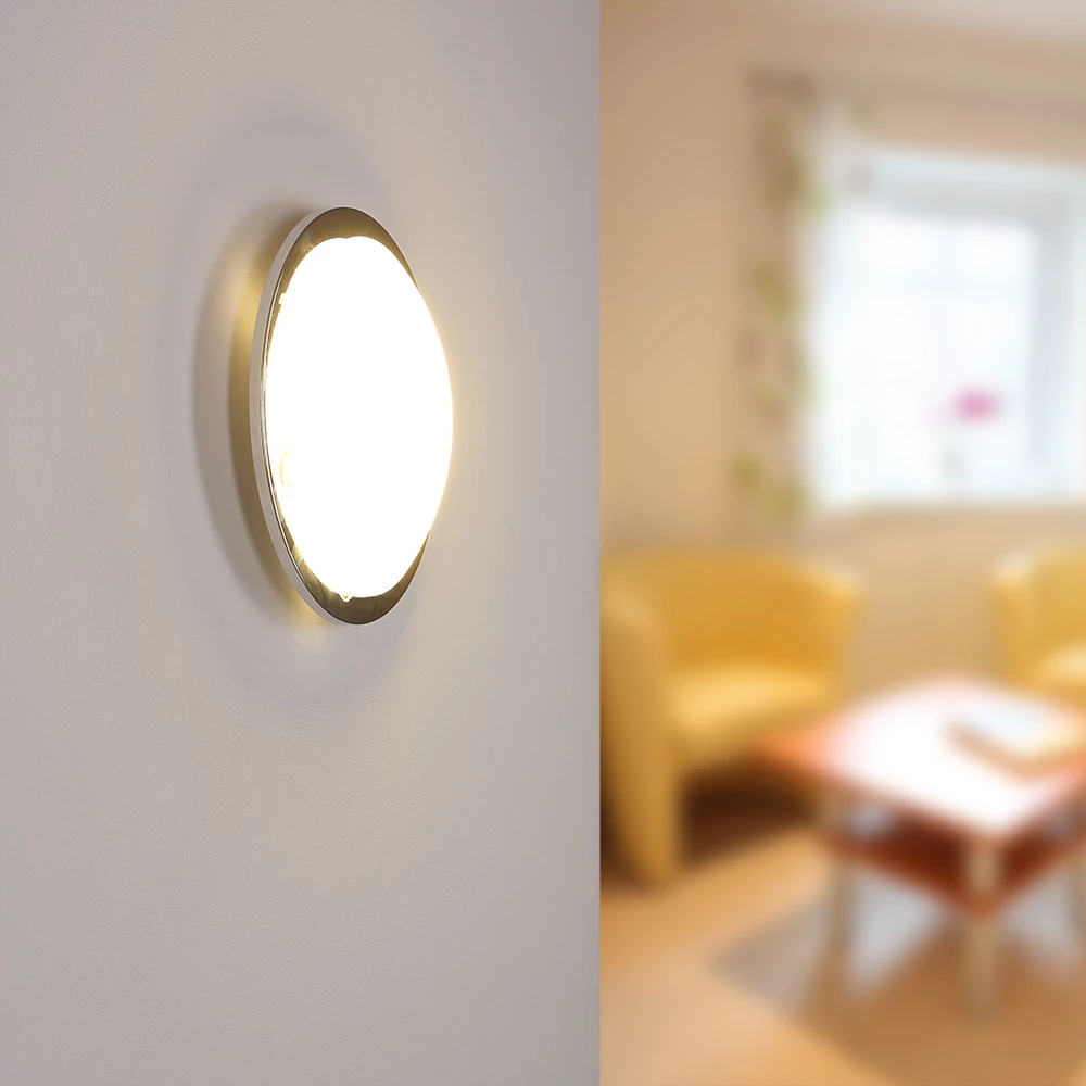 EGLO runde LED Wandleuchte / Deckenleuchte Planet Ø 29cm in chrom mit satiniertem Glas und hoher Lichtausbeute 820Lumen bei 8W inkl. Leuchtmittel 4 EGLO runde LED Wandleuchte / Deckenleuchte Planet Ø 29cm in chrom mit satiniertem Glas und hoher Lichtausbeute 820Lumen bei 8W inkl. Leuchtmittel – Bild 4