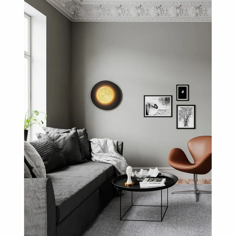 By Rydens runde LED Wandleuchte, schwarz gold, elegant, Loft, inkl. LED 12W, warmweißes Licht 3 By Rydens runde LED Wandleuchte, schwarz gold, elegant, Loft, inkl. LED 12W, warmweißes Licht – Bild 3