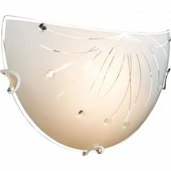 GLOBO runde Wandleuchte aus Glas halb Dekorsteine klar Dekorlinien Wandlampe weiß Chrom -Wandleuchten Verkaufsladen runde wandleuchte aus glas 40402wb1280x1280 globo 40402w