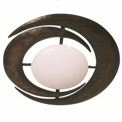 Steinhauer Rustikale Wand- oder Deckenleuchte - Stahl - Opal Glas weiß matt - Braun / Gold