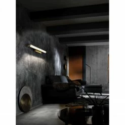Fischer & Honsel schwenkbare dimmbare LED Wandleuchte mit CCT-Lichtfarbsteuerung eckige Wandlampe messing matt mit Schalter 60 x 10 cm -Wandleuchten Verkaufsladen schwenkbare dimmbare led wandleuchte 30294bMilieu fischerhonsel 30294